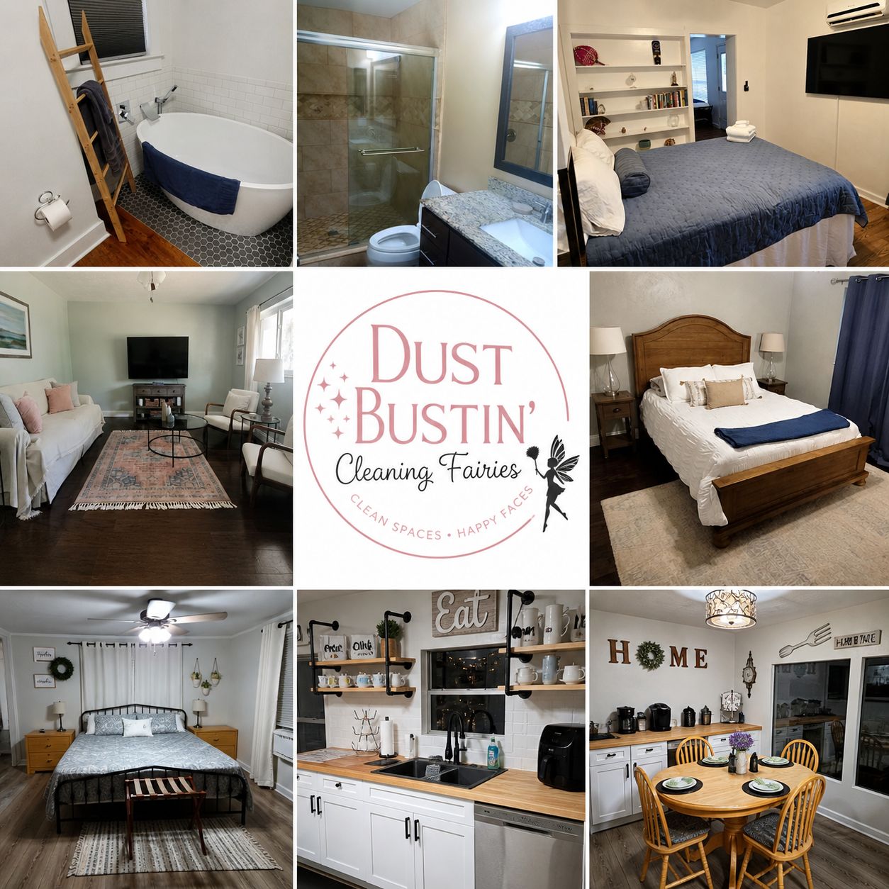 Collage of clean homes and spaces by Dust Bustin Cleaning Fairies